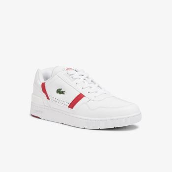 Lacoste T-Clip Leather Sneakers Pánské - Tenisky Bílé / Červené | CZ-aoJVf9